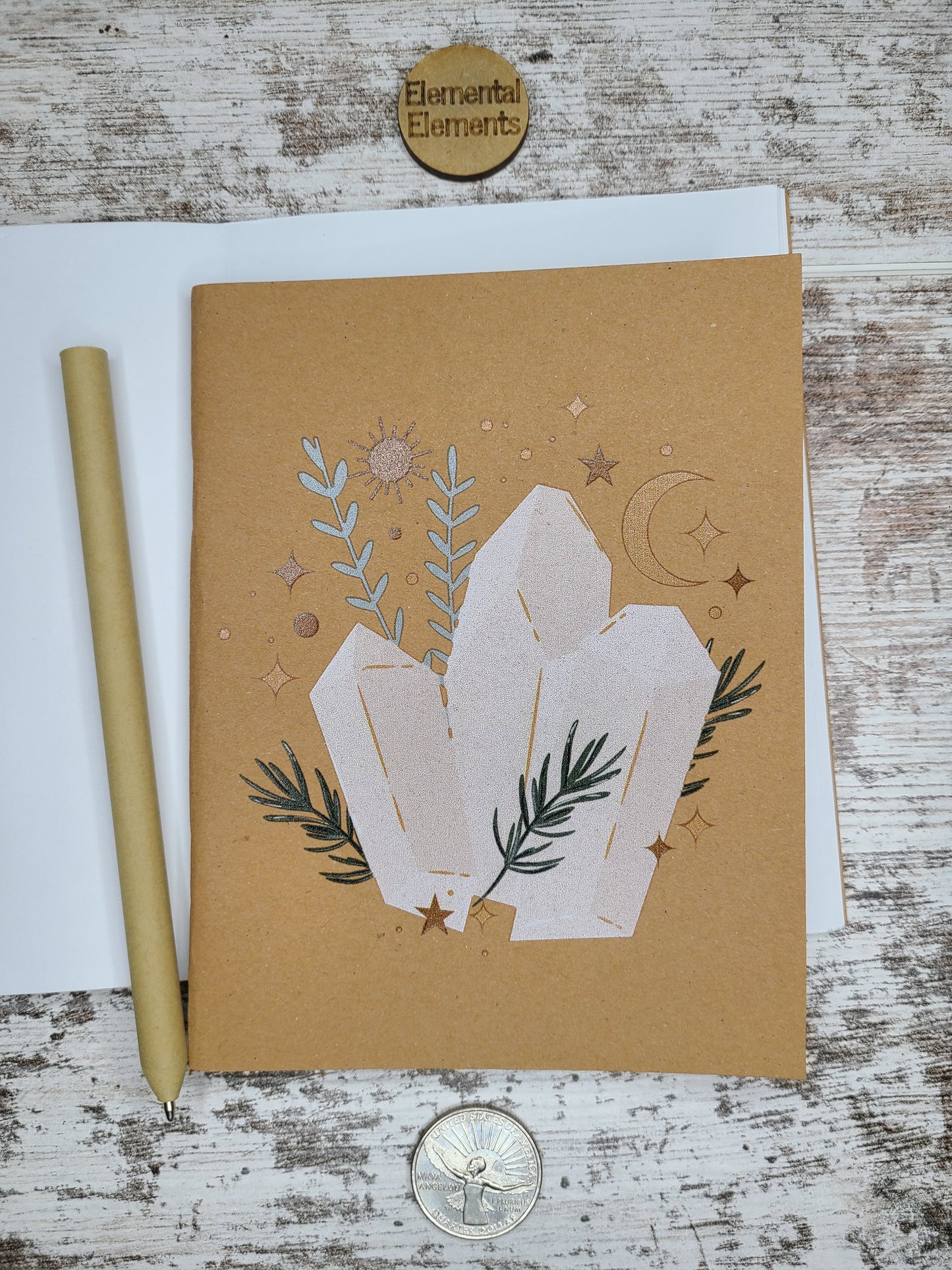 Crystal Green Witch Moon Journal Notebook - | Elemental Elements