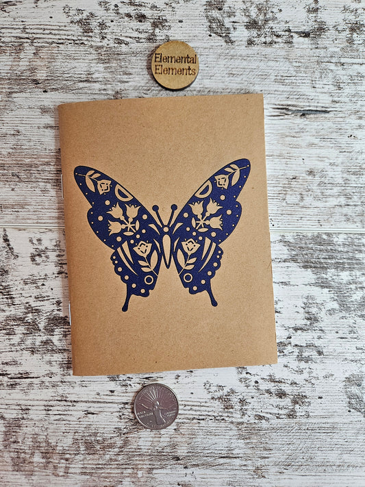Folk Art Navy Blue Butterfly Journal Notebook