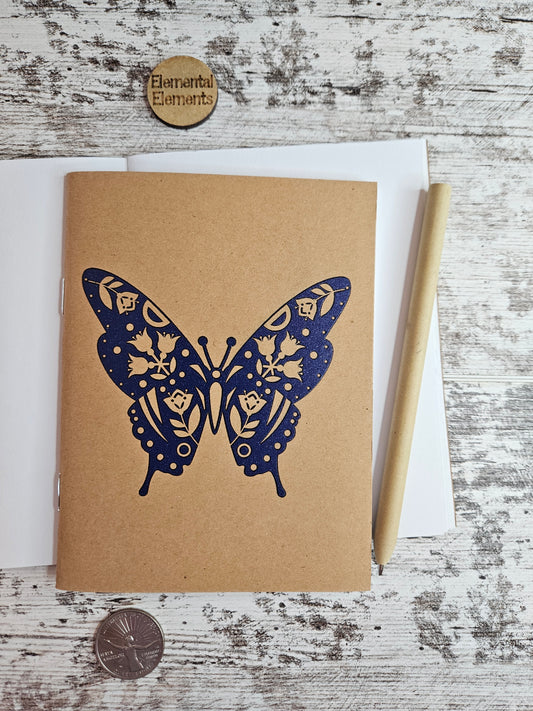 Folk Art Navy Blue Butterfly Journal Notebook