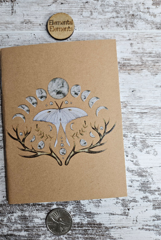 White Lunar Moth Journal Notebook