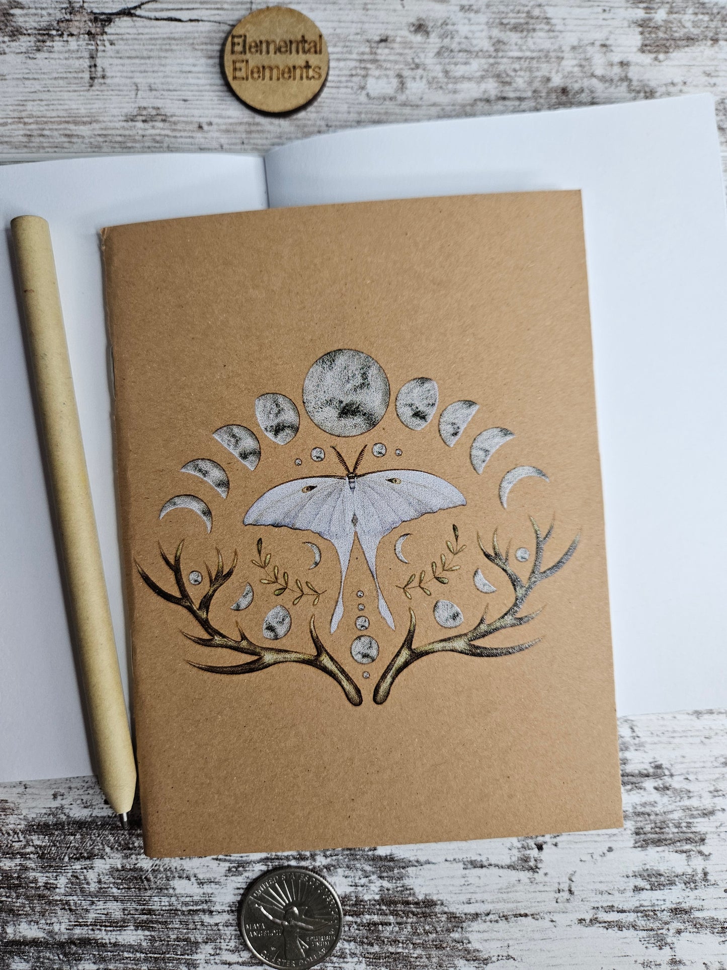 White Lunar Moth Journal Notebook