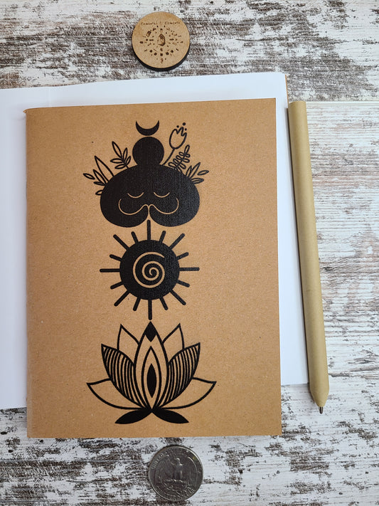 Lotus Flower Sun Moon Goddess Journal Notebook