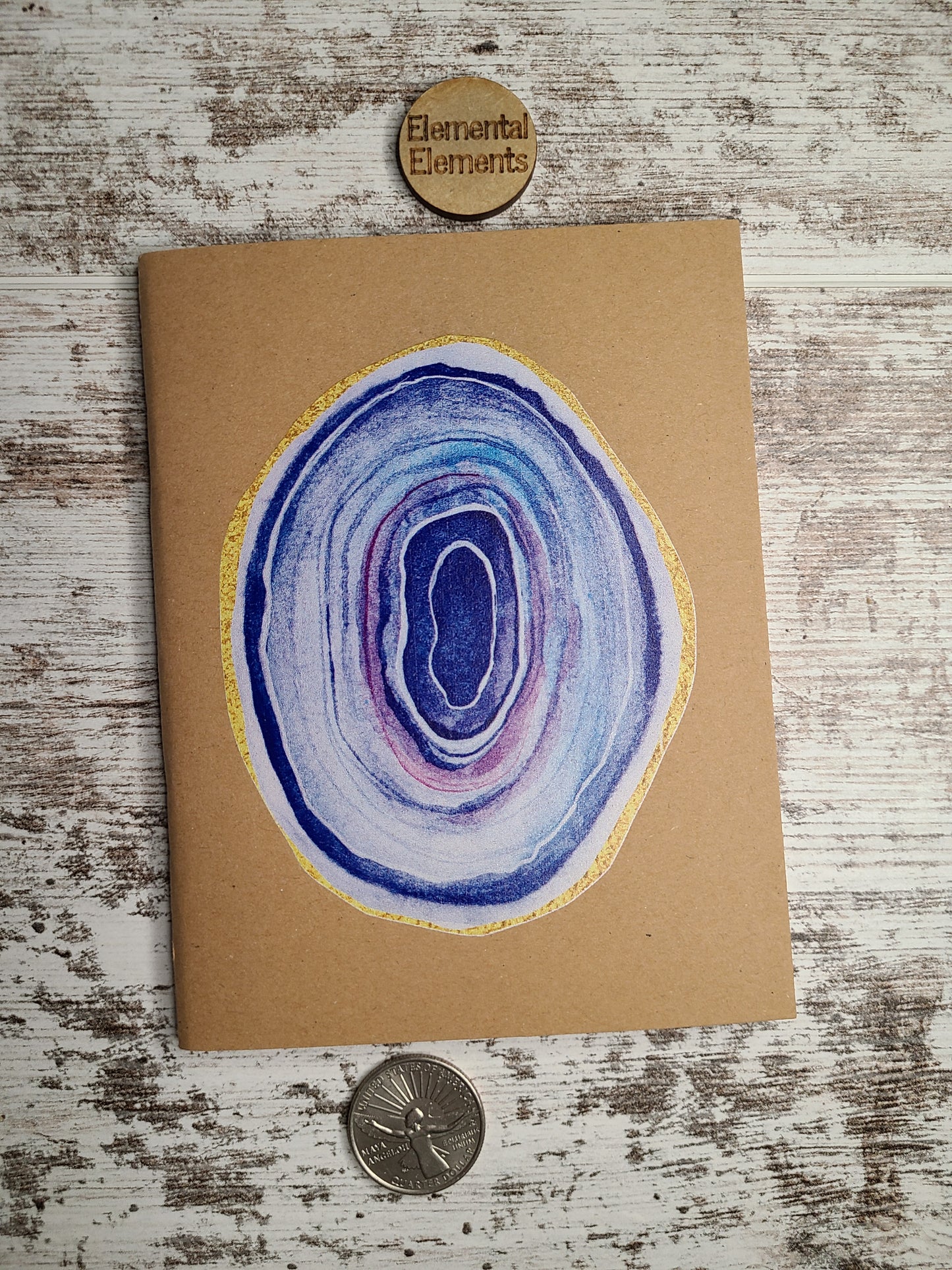 Agate Geode Crystal Journal Notebook - BLUE AGATE SLICE - | Elemental Elements