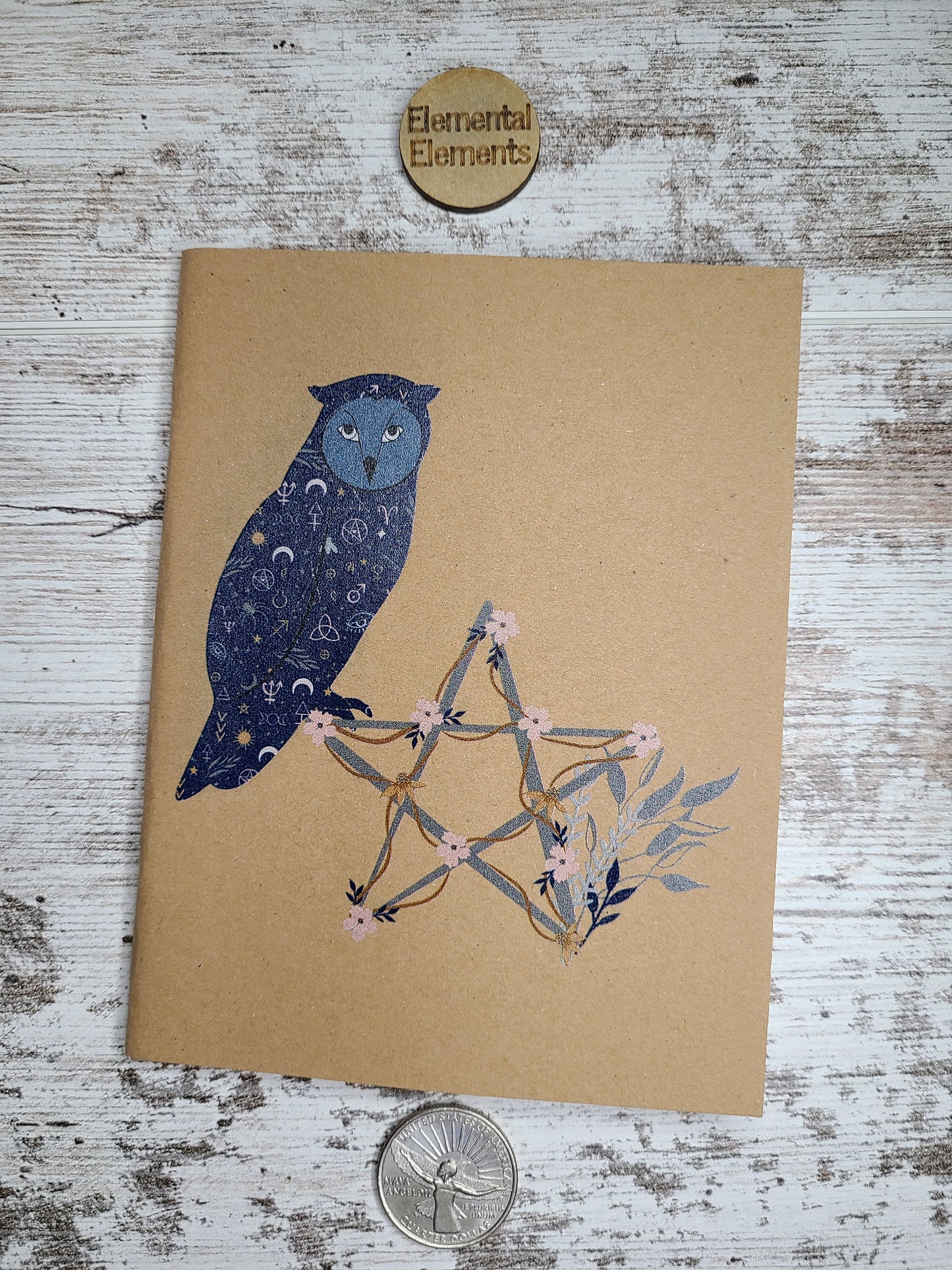 Journal Notebook | Owl Floral Pentacle | Elemental Elements