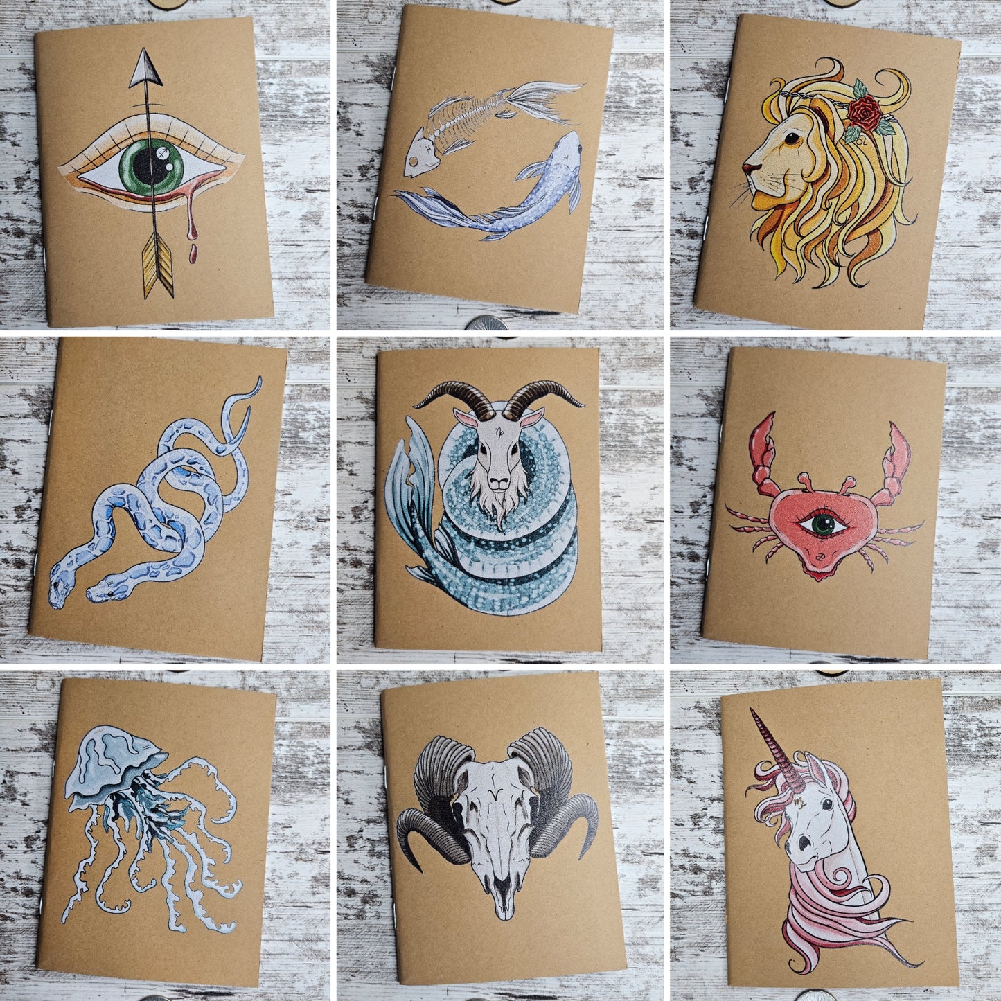 All 12 Zodiac Horoscope Journals - Aries, Taurus, Gemini, Cancer, Leo, Virgo, Libra, Scorpio, Sagittarius, Capricorn, Aquarius and Pisces - | Elemental Elements LLC