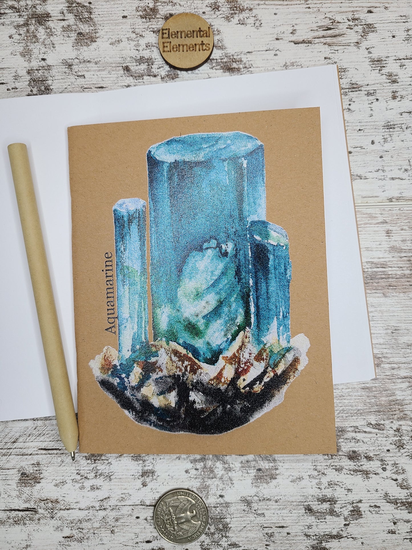 Aquamarine Crystal Specimen Journal Notebook - | Elemental Elements