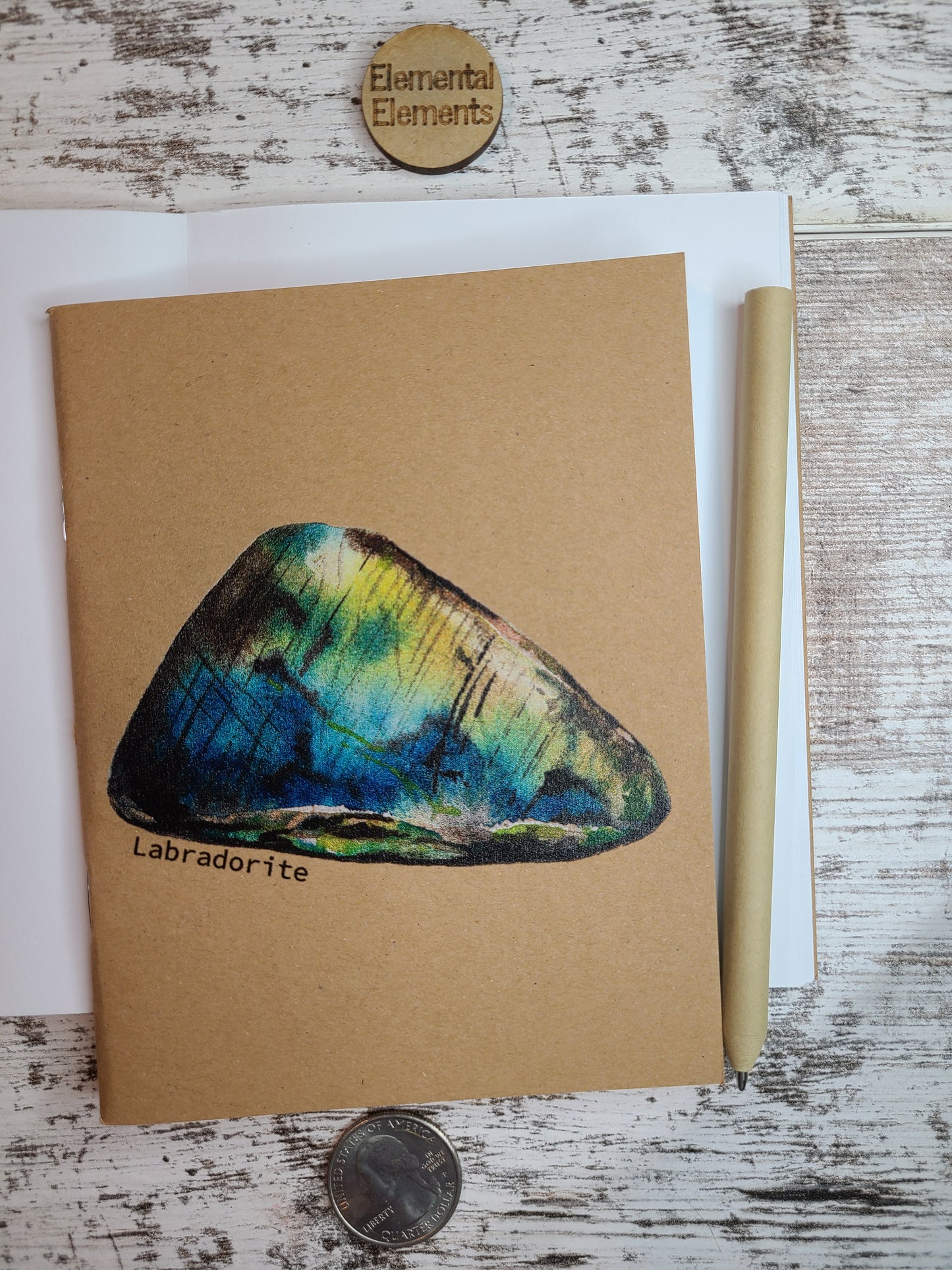 Labradorite Crystal Journal Notebook - Labrador Canada - Feldspar - | Elemental Elements LLC