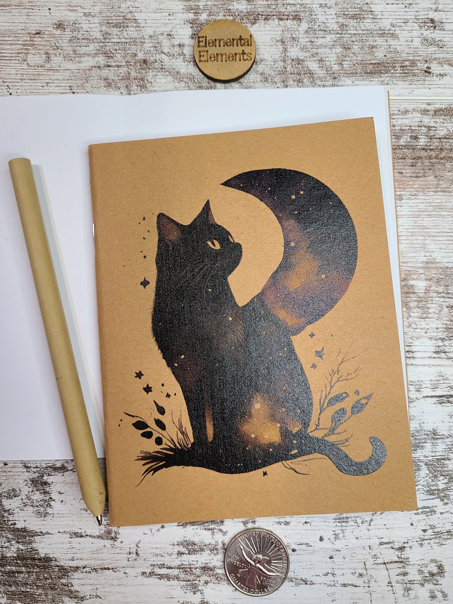 Obsidian Black Cat Kitty Journal Notebook | Elemental Elements LLC