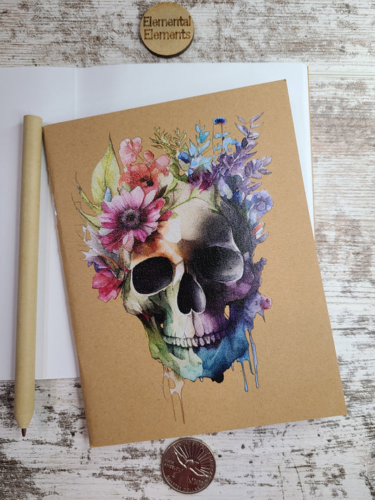 Recycled 2 Floral Skull Journal Notebook | Elemental Elements LLC